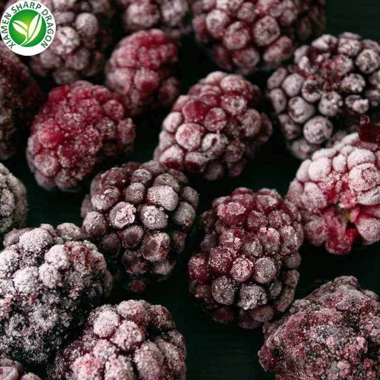 Frozen blackberry color variation Frozen blackberries with dark and reddish drupelets